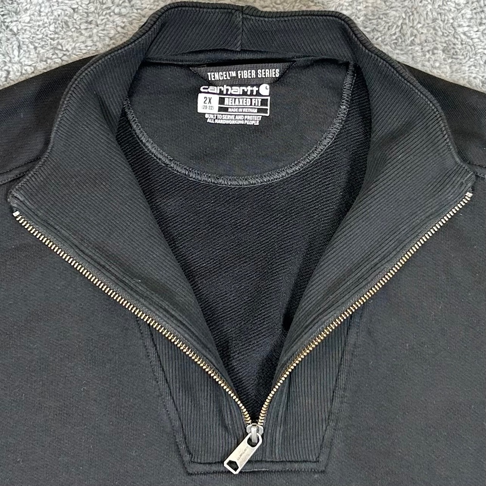 Carhartt Womens 2X Relaxed Fit Quarter Zip Sweatshirt Black Tencel TS6451-W